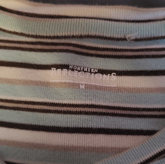 🤎Mint/Brown Striped T-Shirt - Picture 3 of 5